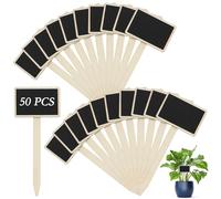 50 Pcs Plant Labels with Marking Pen, KUAOOAUK Wooden T-Type Chalkboard Plant Markers, Mini Garden Plant Tags for Herbs Seed Seedling Vegetables Flowers Potted Gardening Gifts