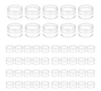 50 Pcs Plastic Cosmetic Jars, 5ml Sample Containers Pots Bottles with Clear Lids, Small Round Travel Sample Jar Pots, Mini Portable Cosmetic Containers for Creams Storage