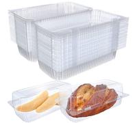 50 Pcs Plastic Loaf Container Transparent Cake Slice Containers Plastic Containers with Lids 9.06x4.92x3.15“ Clear Hinged Lid Cheesecake Container Disposable to Go Box for Restaurants Delivery Takeout