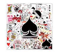 50 Pcs Poker Ace Card Vinyl Stickers,Poker Ace Card Graffiti Stickers,Vinyl Waterproof Sticker for Kids Teens Girls,for Phone Laptop Bottles Skateboard Computer Phone Luggage Guitar Gifts Sticker