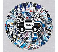 50 Pcs Police Cars Stickers for Kids Teens Adults Boys Girls Gift,Stickers Pack for Laptop,Skateboard,Luggage,Car,Bike, Cup,Computer,Water Bottle Decor,Police Cars Vinyl Waterproof Sticker Decals