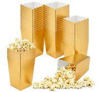 50 Pcs Popcorn Boxes Mini Paper Popcorn Box Cardboard Popcorn Container for Party Disposable Snack Candy Popcorn Bags Popcorn Holder for Movie Nights Birthday Wedding (Gold)