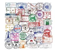 50 Pcs Postmark Stickers,Waterproof Transparent Retro Postmark Stickers for Scrapbooking, Journal, Envelope, Laptop, Water Bottle, Suitcase, Aesthetic DIY Crafts