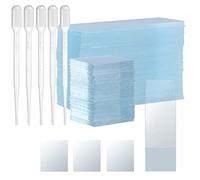 50 Pcs Pre-cleaned Microscope Blade and 100 Pcs Protective Glasses Prepared Microscope Slides for Research in Biology and Laboratory Sciences Plants with 5 Droppers