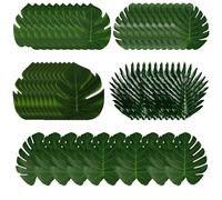 50 Pcs Premium Artificial Leaf Set: Realistic Palm Leaves And Artificial Foliage, Ideal For Jungle-themed Party Decorations, Hawaiian Luau Parties And Safari-style Table Settings.