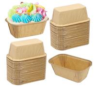 50 PCS Premium Mini Loaf Cake Cases - Greaseproof Paper for Baking, Disposable Cupcake Liners for Muffins, Cupcakes, and Other Desserts, Non-Stick