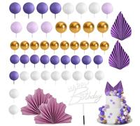 50 Pcs Purple Cake Decorations, Birthday Cake Decorations Mini Balloon Cake Topper, for Women Cake Decorating for Girls Women Purple Birthday Party, Baby Shower, Wedding