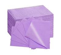 50 Pcs Purple Disposable Dental Bibs 13" x 18", 3 Ply Waterproof Tattoo Bibs Dental Patient Bibs Sheets Dentist or Medical Tray Cover, Nail Table Cover Supplies - Durable and Fluid Resistant