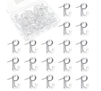 50 Pcs Push Pin Hooks with Plastic Heads, Stainless Steel Thumb Tacks Hooks for Cork Board Photo Wall Bulletin Board (Clear Push Pin Hooks, 50)