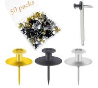 50 PCS Push Pins Picture Hanger Hooks, Double Headed Nails Push Pin Thumbtacks for Wall Hangings Picture, Decorative Small Hook Pins for Drywall Cork Board Home Office Photo Decorations