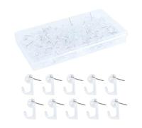 50 Pcs Push Pins with Hooks, Plastic Heads Pin Tacks Wall Thumb Tacks Hanging Nails, Decorative Thumb Tacks Hook for Photo Wall, Bulletin Board (Clear)