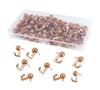 50 Pcs Push Pins with Hooks, Plastic Heads Pin Tacks Wall Thumb Tacks Hanging Nails, Decorative Thumb Tacks Hook for Photo Wall, Bulletin Board (Rose Gold)