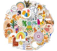 50 Pcs Rainbow Bohemia Stickers for Child Teens Girls Boys Adults,Bohemia Aesthetic Stickers for Laptop,Water Bottles,Bicycle,Skateboard,Computer,Waterproof Vinyl for Wall,Graffiti Stickers Pack