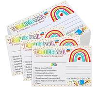 50 Pcs Rainbow Teacher Mail Reward Cards, Positive Notes for Students, Classroom essentials for Teachers, Parent Communication Cards, Encouragement Postcards for Kids School