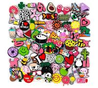 50 Pcs Random Shoe Charms for Adults, Cute Shoe Decoration Charms with Different Designs, Bulk Croc Charm for Clogs, Shoes, Flip Flops, DIY Accessories
