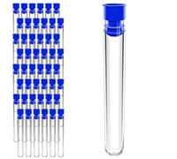 50 Pcs RE-GEN Clear Plastic Test Tubes Vial Containers with Push Fit Cap Stoppers - 16mm Tube + Blue Lid (50 Pack)