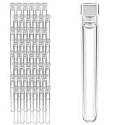 50 Pcs RE-GEN Clear Plastic Test Tubes Vial Containers with Push Fit Cap Stoppers - 16mm Tube + White Lid (50 Pack)