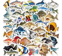50 Pcs Realistic Marine Fish Stickers for Skateboard,Luggage,Guitar,Water Bottles,Phone,Marine Animal Cute Style Stickers Waterproof Vinyl,Graffiti Decorate for Teens Girls Children Motivate Gift