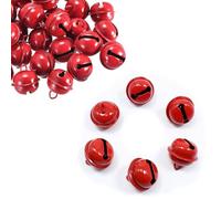 50 Pcs Red Jingle Bells Metal Round Bells Craft Bells Small Bells Colored Christmas Bells for Christmas Wind Chimes Jewelry Ornaments Holiday Home Party Decoration