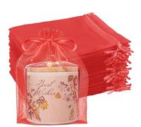 50 Pcs Red Organza Bags 6x9 Inches, Large Mesh Gift Bags Drawstring, Jewelry Treat Mesh Bag Drawstring for Wedding Party Favors Baby Shower Christmas