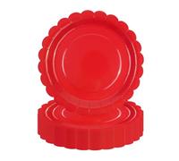 50 Pcs Red Paper Plates 9 inch/23cm, Scalloped Party Plates Disposable Cake Dessert Dinner Plates for Birthday Baby Shower Wedding Party Decorations Supplies (Red, 23cm)