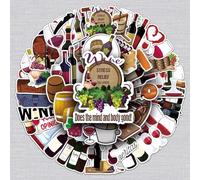 50 Pcs Red Wine Stickers for Kids Teens Adults Boys Girls Gift,Stickers Pack for Laptop,Skateboard,Luggage,Car,Bike, Cup,Computer,Water Bottle Decor,Red Wine Vinyl Waterproof Sticker Decals