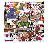 50 Pcs Red Wine Vinyl Stickers,Red Wine Graffiti Stickers,Vinyl Waterproof Sticker for Kids Teens Girls,for Phone Laptop Bottles Skateboard Computer Phone Luggage Guitar Gifts Sticker