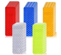 50 Pcs Reflective Tape Stickers, 8 X 3 Cm High Visibility Reflective Stickers for Bikes, Self-Adhesive Fluorescent Reflectors Sticker Outdoor Waterproof for Car, Motorcycle, Helmet, Warning Reflectors