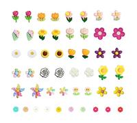 50 pcs Resin Flower Charms, VEINARDYL Flatback Daisy Rose Embellishment Epoxy Slime Charm Miniature Fairy Garden Accessories Figurines Micro Landscape Ornaments Scrapbooking Jewelry Making Decoration