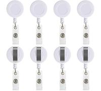 50 Pcs Retractable Badge Reel Clips Holder for Hanging ID Card Key Chain (White)