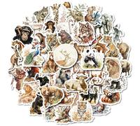 50 Pcs Retro Watercolor Animals Stickers for Children Teens Girls Boys Adults,Wild Animal Stickers for Laptop,Water Bottles,Bicycle,Skateboard,Computer,Waterproof Vinyl for Wall, Graffiti Stickers
