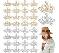 50 PCS Rhinestone Crown Embellishments Mini Crystal Charms Fashion Flatback Crystal Decoration Accessory Small Crown for DIY Crafts Jewelry Making Phone Back Shell Hairpin Parts Present Decoration