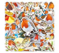 50 Pcs Robin Bird Stickers for Scrapbook, Laptop, Water Bottle, Phone, Journal, and Suitcase | Cute Animal Decal Pack, Waterproof Vinyl Stickers for Kids, Teens, DIY Craft and Daily Decoration