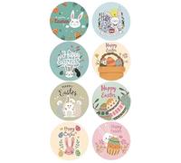 50 pcs Round Easter Stickers 8 Designs Sealing Sticker Happy Easter Bunny Egg Label Adhesive Seals 2.5cm for Craft Card Envelope Candy Chocolate Present Decoration (Happy Easter (MixA))