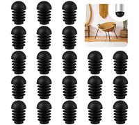 50 Pcs Round Plastic Plug, 19mm Round End Pipe Plugs, Black Tubing End Cap Plugs, Plastic Tube Inserts Tube Domed Inserts, Chair Leg End Caps Plastic Plug Protectors for Furniture Legs