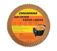 50 Pcs Round Shape Air Fryer Paper Liners,7.5 Inch Disposable Air Fryer Sheets for 3-4qt Basket,Non-Stick,Oil-Resistant Parchment Paper for Roasting,Frying,Cooking,Baking,Microwave Safe,Unbleached