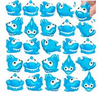50 Pcs Rubber Sharks for Kids, Bulk Squirting Shark Bath Toys Cute Small Squeak Sharks Party Favors Summer Bathtub Toy for Birthday Shower Classroom Pool Party Favors