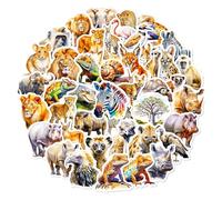 50 Pcs Safari Animal Vinyl Stickers Pack - Colorful Waterproof Stickers for Laptop, Journal, Water Bottle, Nature Lovers & Teens