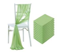 50 pcs Sage Green Chiffon Chair Sashes for Wedding Decorations 17x275cm Elegant Aisle & Banquet Event Decor Perfect for Parties and Celebrations