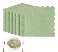 50 Pcs Sage Green Cocktail Napkins,Lacy Sage Green Napkins,Beverage NapkinsSage Dinner Napkins,12.5x12.5cm Elegant Solid Color Serviette for Wedding Birthday Baby Shower Party Dinner