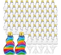 50 Pcs Sand Art Bottles Bulk Wave Shaped Plastic Bottles with Funnels Sand Art Kits for Kids Sand Art Containers Craft Collection Bottle for DIY Activity Party Favor, Sand Not Included (Gold Lid)