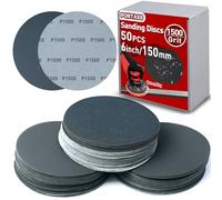 50 Pcs Sanding Discs 6 inches Hook and Loop Wet/Dry Sanding Pads for Random Orbital Sander, 1500 Grit round sandpaper disc,Silicon Carbide Flocking Sandpaper for Car Metal Mirror Jewelry Polishing