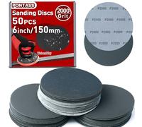 50 Pcs Sanding Discs 6 Inches Hook and Loop Wet/Dry Sanding Pads for Random Orbital Sander, 2000 Grit round sandpaper disc,Silicon Carbide Flocking Sandpaper for Car Metal Mirror Jewelry Polishing