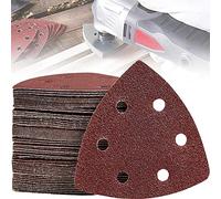 50 PCS Sanding Sheets, Sandpaper Sanding Paper Hook, Hook and Loop Sanding Sheets, Sanding Sheets, 6 Holes Triangle Sandpaper for Sanding Machine for Sanding Machine Sanding and Polishing