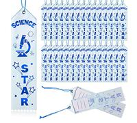50 Pcs Science Star Participant Award Ribbons with Event Card and String Winner Recognition Participation Ribbon Science Fair Medal Ribbons Participant Prize Ribbons for Fair Competition Event School