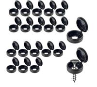 50 Pcs Screw Cover Caps, Black Plastic Hinged Screw Caps for Outside Windows Hardware Railings Furniture (Large Black)
