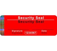 50 pcs - Security Seal with Serial Number - 70x25mm red, English, writable, Tamper Proof - self-Adhesive Security Labels, Quality & Warranty Seals, Antifake & Authenticity Sticker, Atairs
