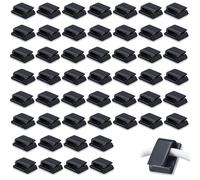 50 Pcs Self Adhesive Cable Clips - Stick On Wire Clips for Cable Management, Dash Cam & Car Wire Tidy - Strong Adhesive Black Cable Clips for Home, Office & Car