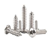 50 Pcs Self Tapping Screws, M5 x 12mm Multi Purpose Small Screw, 304 Stainless Steel, Phillips Pan Head Bolts for Wood, Drywall and Furniture