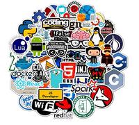 50 Pcs/set Programming Language Stickers Self Adhesive Waterproof Vinyl Stickers for Water Bottles Laptop Stickers Decals